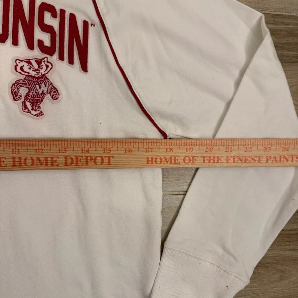 47‎ Brand Wisconsin Badgers Quarter Zip Sweatshirt Cream White Mens Large Bucky